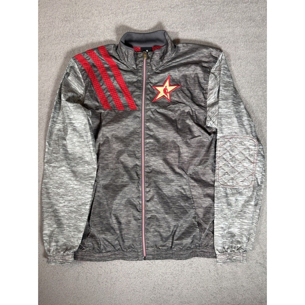 Adidas NBA Star Logo Track Jacket Mens Small Gray Red Full Zip X32114‎ AZB001